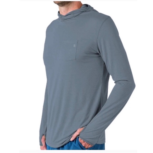 Free Fly Men’s Lightweight Bamboo Hoodie Small Steel Blue Long Sleeve - Picture 1 of 8